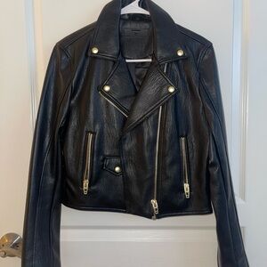 Blank NYC Leather Jacket in Black with Gold Details